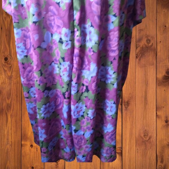 Lady Camille Women's Large Short Sleeve Floral Nightgown Partial Zip Vintage - Picture 5 of 7